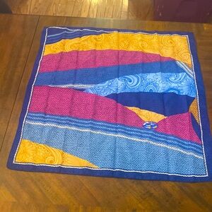 scarf vintage blue pink yellow design nwot 100% polyester